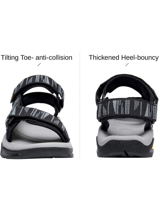 Men\'s Black Grey Arch Support Open Toe Beach Comfortable Hiking Sandals Shoes main image 5